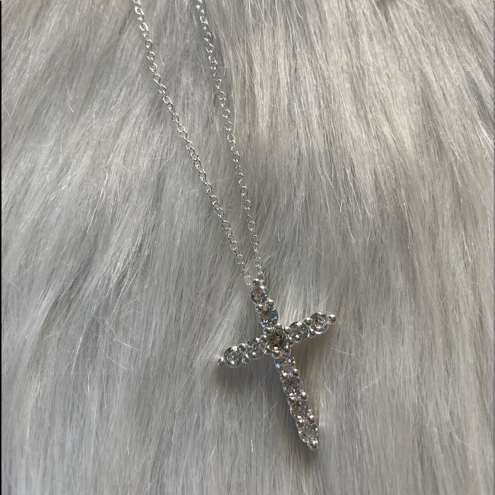 .925 Sterling Silver Crystal Cross - Picture 4 of 5